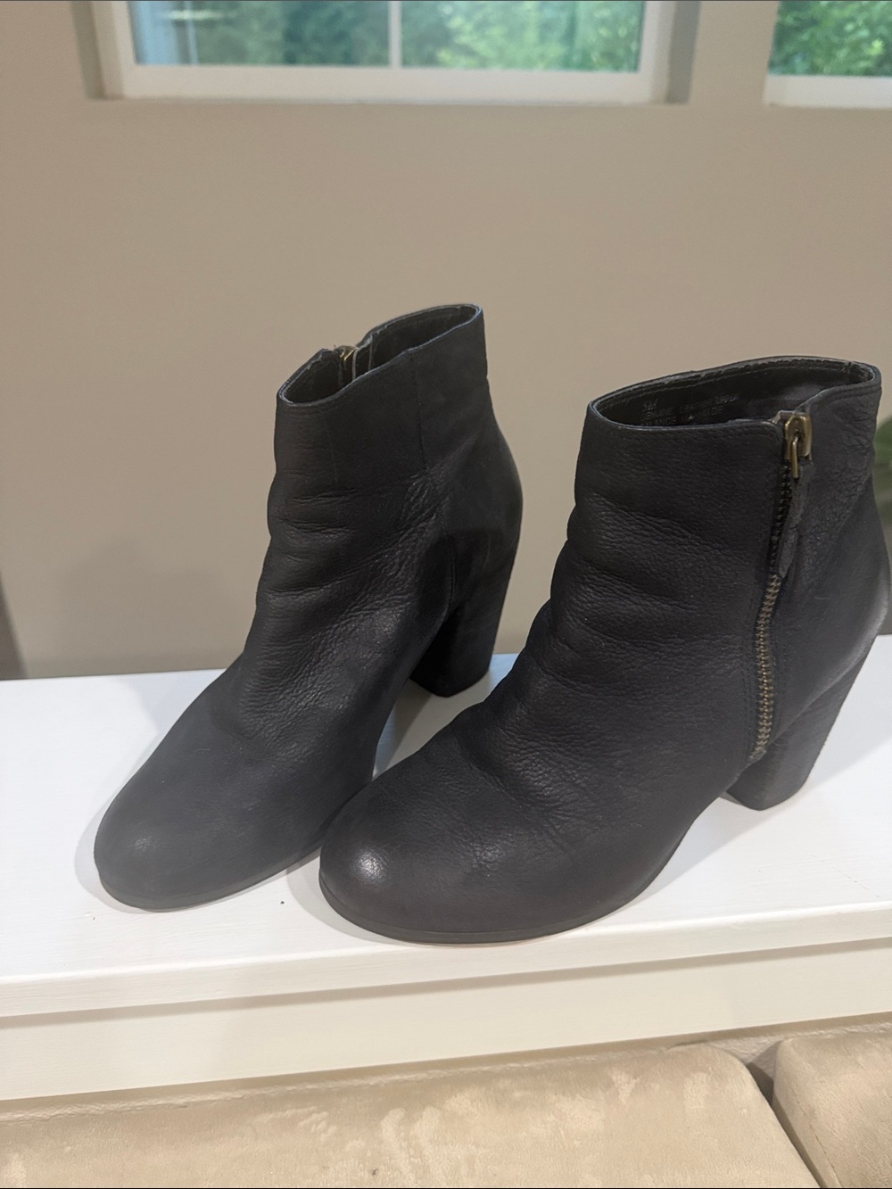 bp Black Leather Ankle Booties with Side Zip